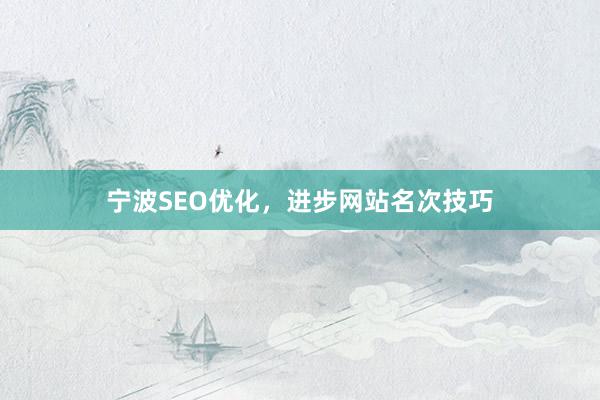 宁波SEO优化,进步网站名次技巧