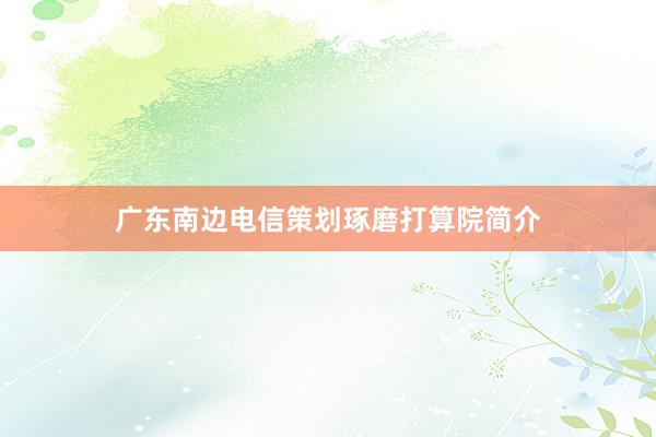 广东南边电信策划琢磨打算院简介